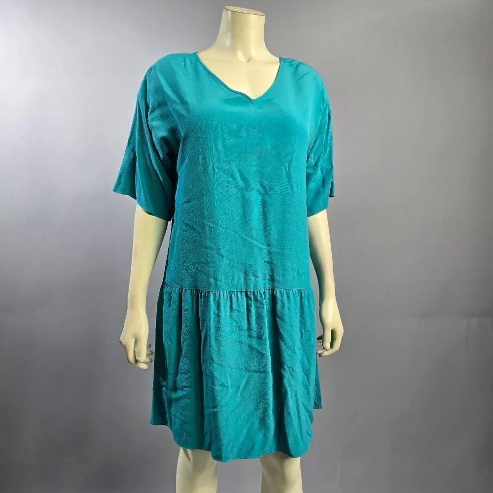 EileenโFisher Small Teal V-Neck Dress NwtโR9